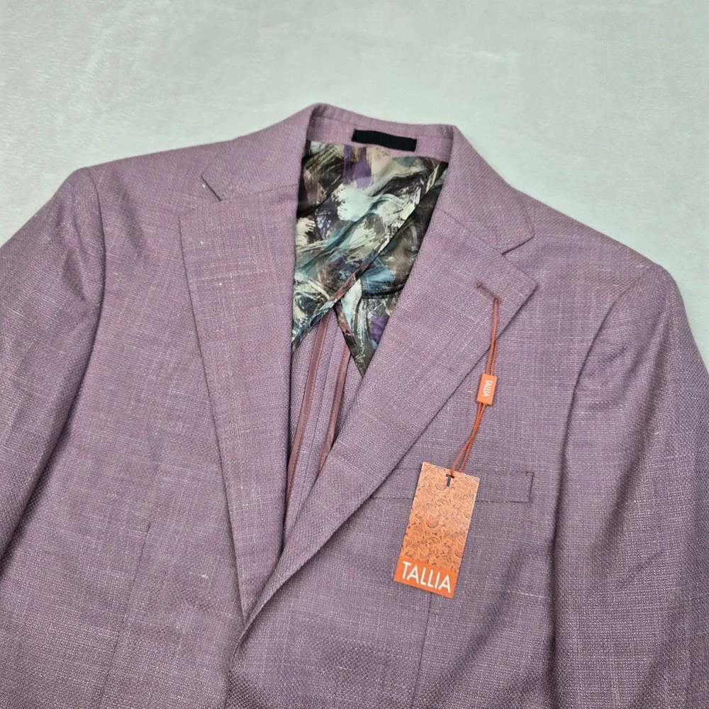 Tallia Slim-Fit Lilac Weave Sport Coat Mens 38R‎ 38 Purple Modern Wool Linen NEW